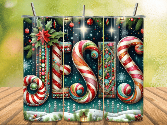 Candy Cane Jesus Tumbler Wraps