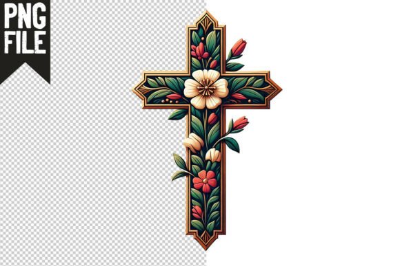 Christian Cross Floral Bible PNG Clipart for Crafts