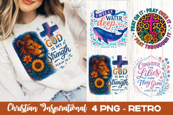 Christian Inspirational 4 PNG Retro PNG Illustrations