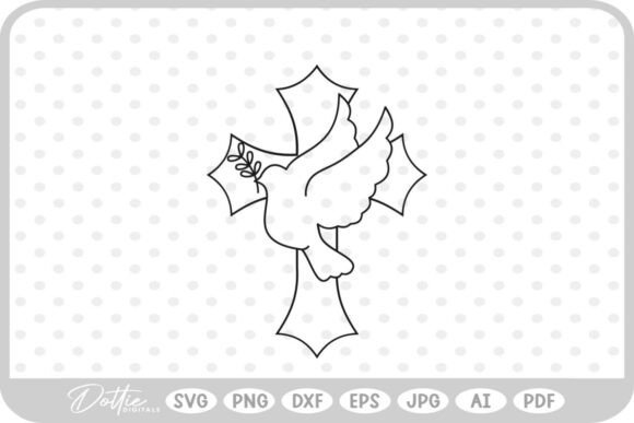 Cross Dove Symbol Christian SVG PNG for Crafts