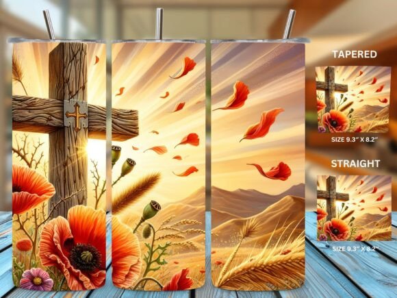 Floral Christian Cross Tumbler Wrap