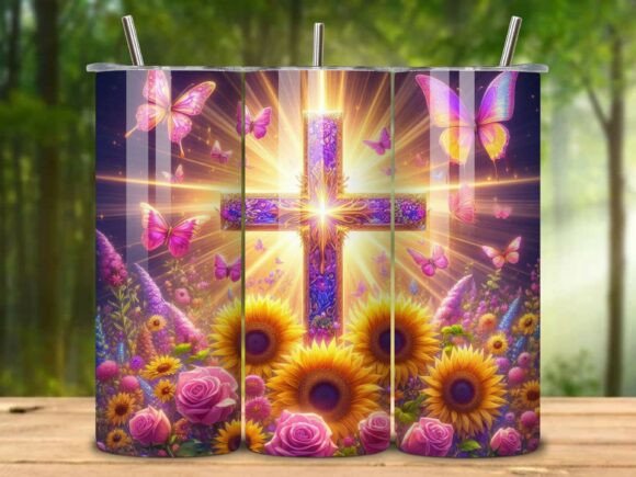 Floral Cross Christian Tumbler Wrap V.2