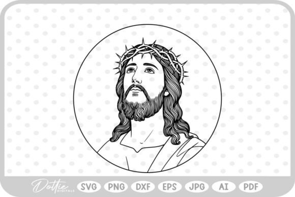 Jesus Face Religion Christ SVG PNG DXF for Crafts