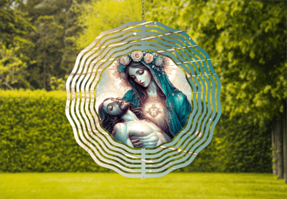 Mary Jesus Religious Art Wind Spinner Print Templates