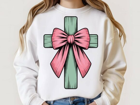 Pink Cross Bow Coquette Christian Faith Graphic Templates