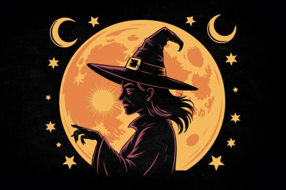 Witch Face Halloween Graphic Template for Crafts
